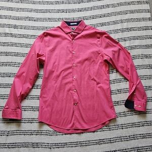 Express 1MX Limited Edition Men's Fitted Pink Long Sleeve Button Up Shirt